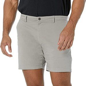 Goodthreads Men's Slim-Fit 7" Flat-Front Comfort Stretch Grey Chino Short